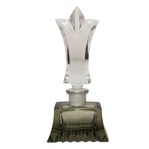 Vintage Art‎ Deco Smoked Glass Perfume Bottle With Tall Ornate Glass Stop… - Picture 13 of 13